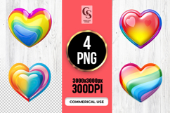 Rainbow Glossy Heart Sublimation Clipart PNG Product Image 1