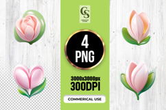 Pink Magnolia Flower Heart Shape PNG Product Image 1