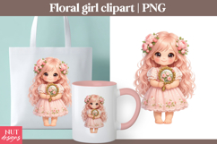 Floral Girl clipart Doll Clipart Nursery decor Scrapbooking Product Image 1