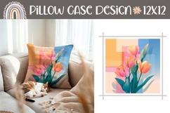 Orange Tulips Pillow PNG, Floral Pillow Case Sublimation Product Image 1