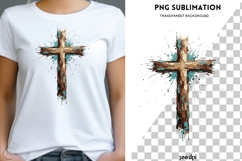 Rustic Wooden Cross PNG Sublimation | Christian Faith Cross Product Image 1