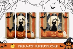 Pumpkins Halloween Tumbler, Halloween Black Cat Tumbler Product Image 1