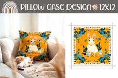 Yellow Easter Pillowcase, Floral Easter Pillow Design Product Image 1