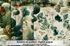 Botanical patternl digital paper, background clipart Product Image 1
