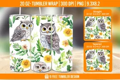 Cute Owl Seemless Tumbler Wrap Designs, Sublimation Wrap Product Image 1