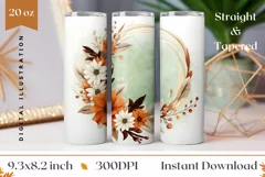 Watercolor Flowers Tumbler Design, Boho Flowers Sublimation Product Image 1