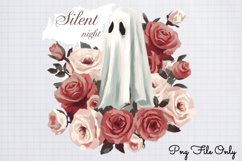 Antique Halloween Ghost With Flowers Clipart PNG Product Image 1