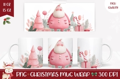 Watercolor Santa Claus Mug Design, Pink Christmas Mug Product Image 1