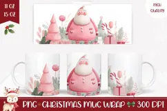 Watercolor Santa Claus Mug Design, Pink Christmas Mug Product Image 1