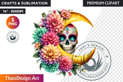 Pastel Floral Day of the Dead Clipart PNG,sugar skull design Product Image 1
