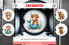Enchanted Highland Cow Car Coaster Product Image 1