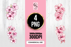 Pink Hibiscus Flowers Clipart Sublimation PNG Product Image 1