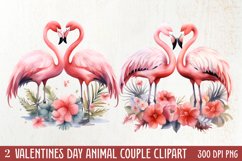 Valentines Day Animal Couple Clipart, Valentine Couple Product Image 1