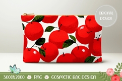 Red Apples Cosmetic Bag, Fruits Cosmetic Bag Template Product Image 1