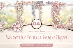 Watercolor Princess Frame Clipart PNG Product Image 1