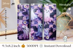 3D Halloween Tumbler Wrap, Funny Ghost Tumbler, Ghosts PNG Product Image 1