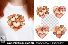 Vintage Heart Cluster Cute Clipart Sublimation PNG Product Image 1