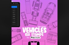 150 Procreate Vehicles top view Stamp Brushes Product Image 1