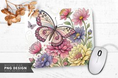 Butterfly Blooms An Adult Coloring Mouse Pad PNG Design Product Image 1