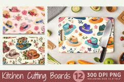 Springtime Floral Hats Cutting Boards sublimation Designs Product Image 1