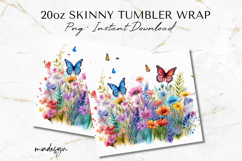 Wildflower 20oz Tumbler Wrap PNG , Floral Sublimation Design Product Image 2