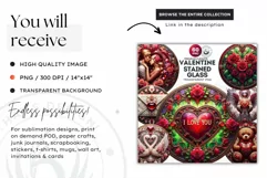 Stained Glass Valentine Clipart, Valentines day PNG,Love Product Image 2