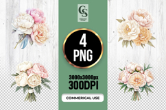 Pastel Peony Bouquet Clipart Sublimation PNG Product Image 1