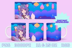Kitsune Girl Sublimation Mug Design 11 oz & 15 oz Product Image 1