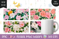 Art Flowers Mug Wrap Designs, Peony Mug Sublimation Product Image 1