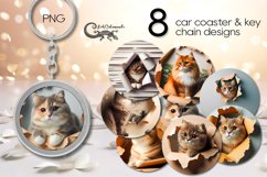 Cat &amp; wall | Car coaster &amp; key chain sublimation designs Product Image 1