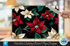 Poinsettias and Leaves Elegant Christmas Cutting Board PNG Product Image 1