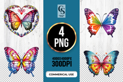 Colorful Butterfly Wings Clipart Sublimation PNG Product Image 1