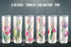 Watercolor Tulipa Tumbler Wrap Sublimation Designs |PNG Product Image 1