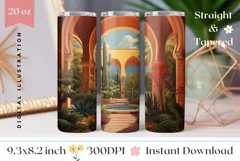 Tropical Tumbler Wrap Design, Summer Tumbler Sublimation Product Image 1