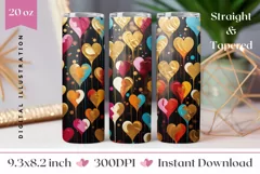 Love Hearts Tumbler Sublimation, Valentine's Day Tumbler PNG Product Image 1