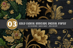 Gold Floral Brocade Digital Paper Product Image 1