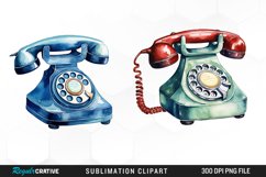 Watercolor Rotary Telephone Sublimation PNG Clipart Product Image 1