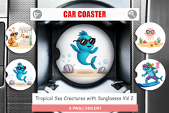 Car Coaster Tropical Sunglass Creatures Product Image 1