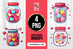 Kawaii Heart Jar Clipart PNG Product Image 1