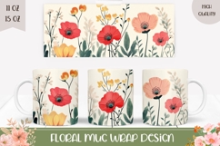 Wildflowers Mug Design, Spring Flowers Mug Sublimation Product Image 1