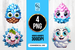 Cute Pinecone And Fluffy Clipart Sublimation PNG Product Image 1