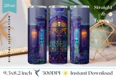Colorful Tumbler Wrap Design, Neon Mexican Tumbler Template Product Image 1
