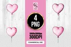 Pink Heart Balloon Clipart Sublimation PNG Product Image 1