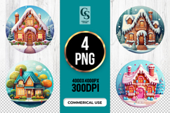 Winter Cottage Clipart Sublimation PNG Product Image 1