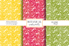 Botanical Watercolor Seamless Patterns, Floral Digital Paper Product Image 1