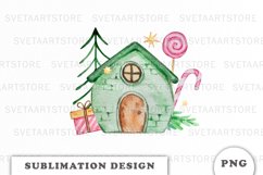 Watercolor Christmas house Sublimation design Product Image 1