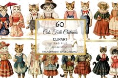Cats in Folk Costumes Clipart, Cosplay Cats in Clothes PNG Product Image 1