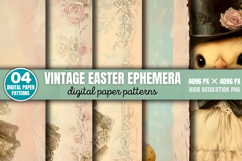 Vintage Easter Ephemera Digital Paper Background Bundle PNG Product Image 2