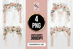 Watercolor Floral Wedding Arch Decor Clipart PNG Product Image 1