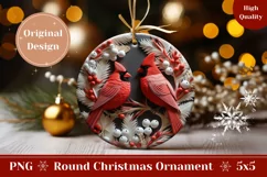 3D Christmas Ornament PNG, Red Cardinal Ornament Design Product Image 1